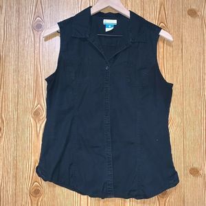 Columbia Black Sleeveless Button Down Top